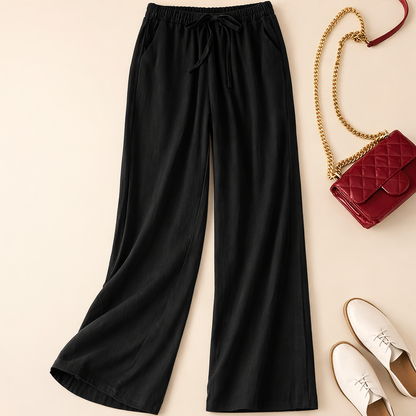 Women's relaxed drawstring wide-leg trousers