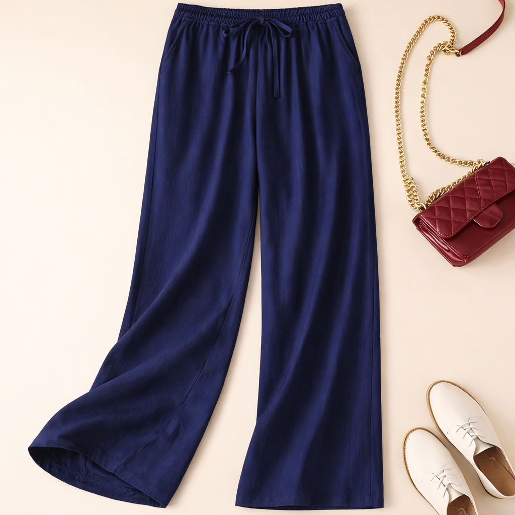 Women's relaxed drawstring wide-leg trousers