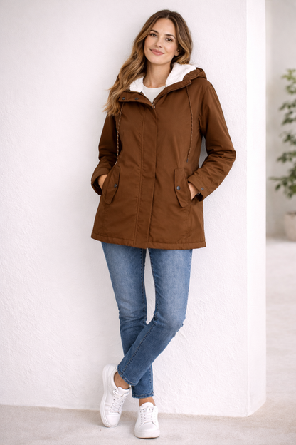Women's warm padded coat - side