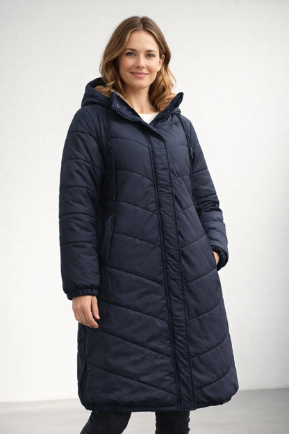 Women's quilted hooded winter coat - front