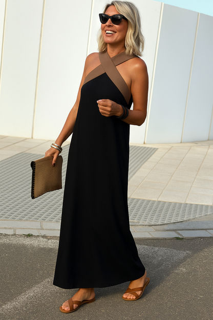 Women's Crossover Maxi Dress – V-Neck Summer Dress