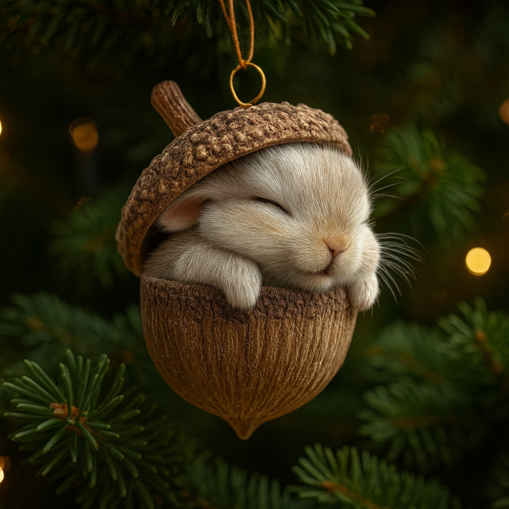 Woodland animal acorn Christmas tree ornament