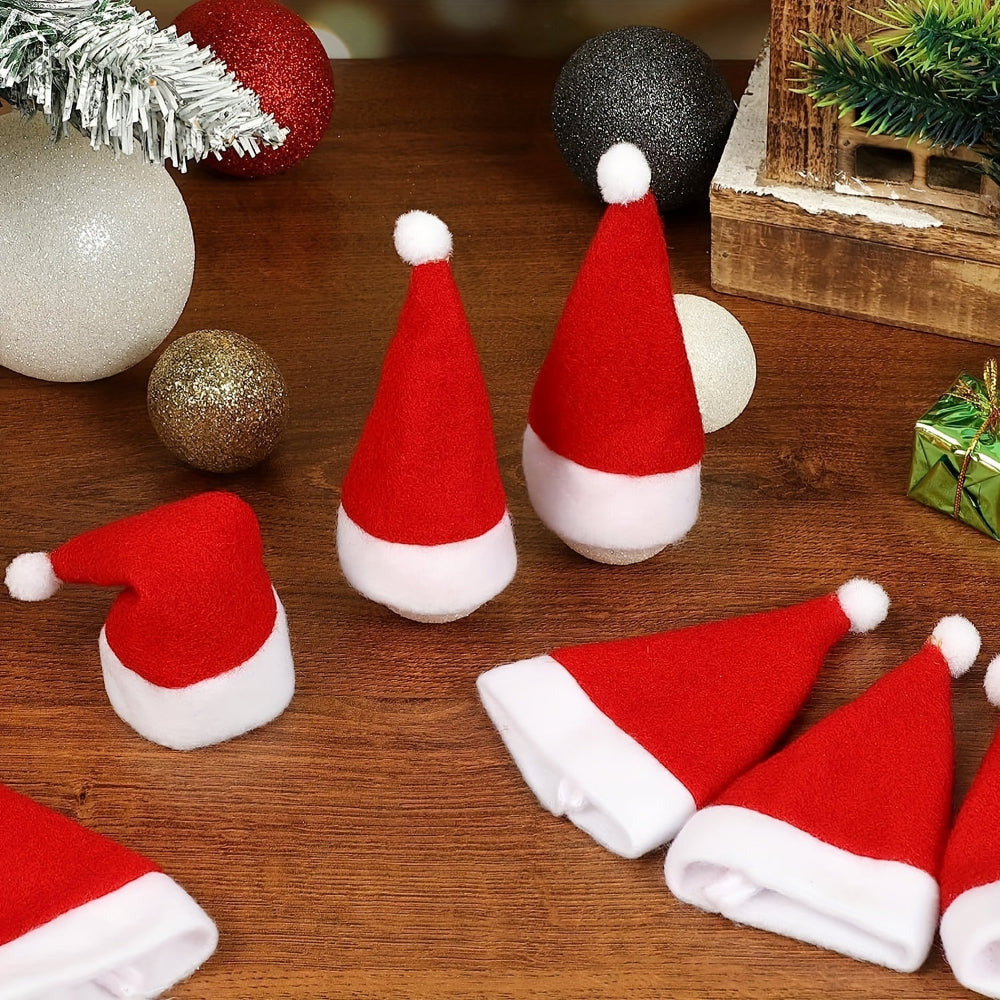 Set of 10 mini Santa hats for cutlery Christmas table