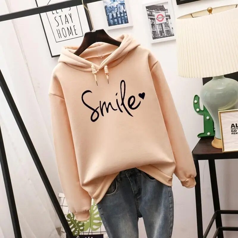 Relaxed smiley-print pullover hoodie
