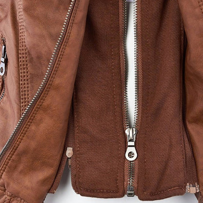 Women's leather-look jacket pocket detail