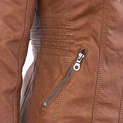 Women's water-resistant hooded jacket detail