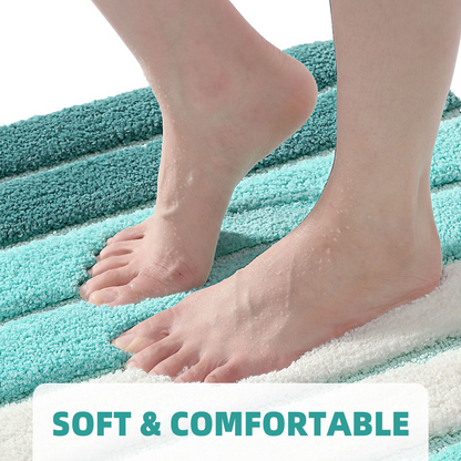 Soft striped absorbent microfibre bath mat