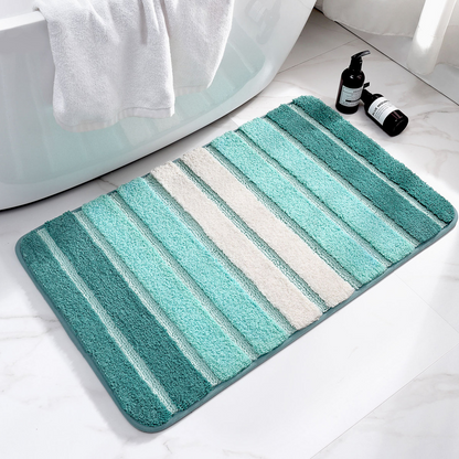 Soft striped absorbent microfibre bath mat