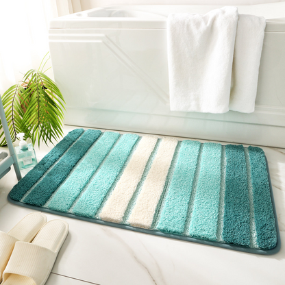 Soft striped absorbent microfibre bath mat