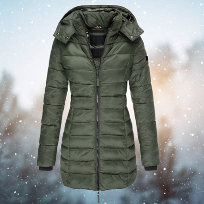 Women's Long Puffer Jacket – Quilted Hooded Winter Coat