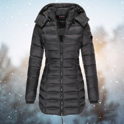 Women's Long Puffer Jacket – Quilted Hooded Winter Coat