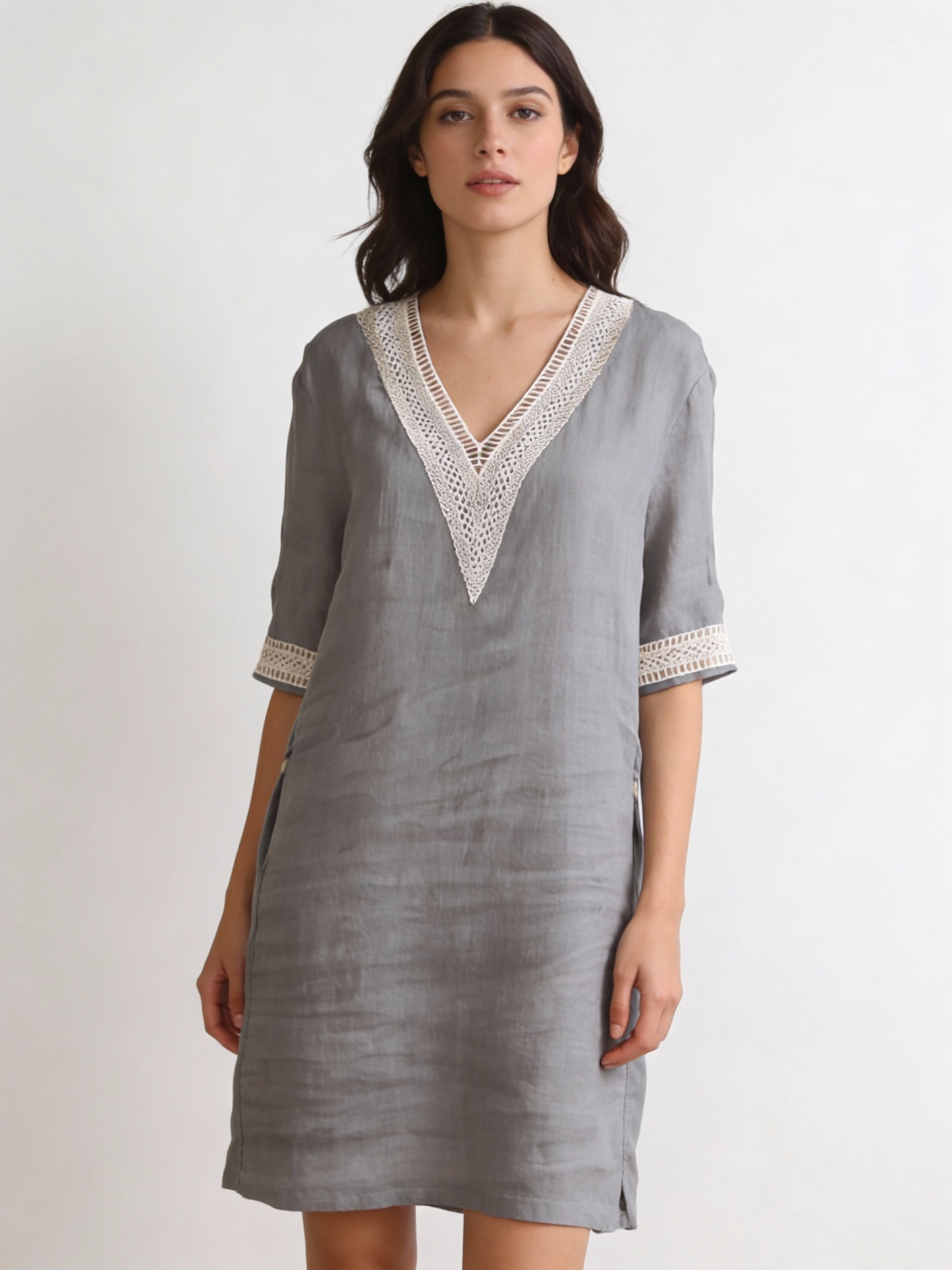 Women's 100% cotton long-sleeve summer midi dress