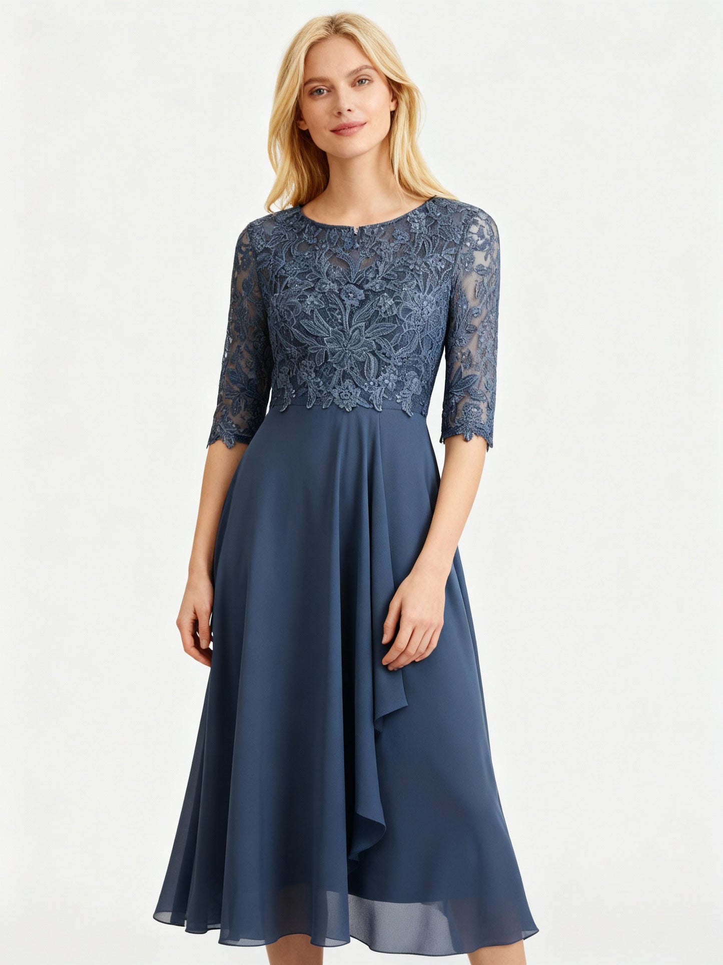 Women's long-sleeve chiffon maxi dress
