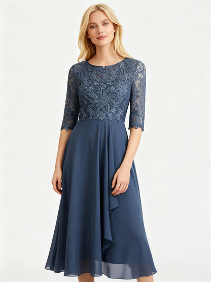 Women's long-sleeve chiffon maxi dress
