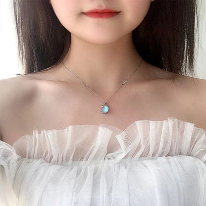 Firefly Pendant Silver Necklace with Moonstone Detail