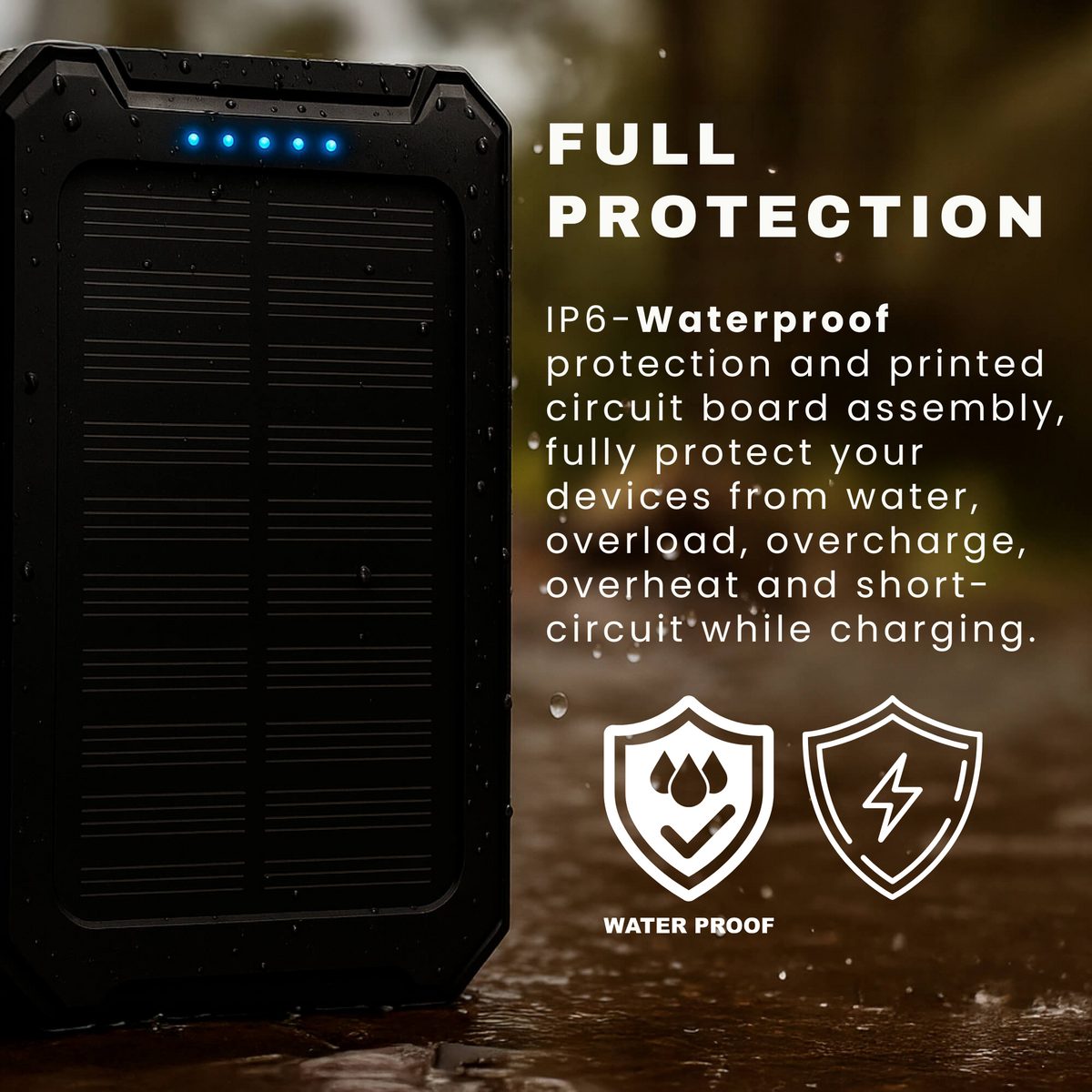 20000mAh solar power bank with LED torch
