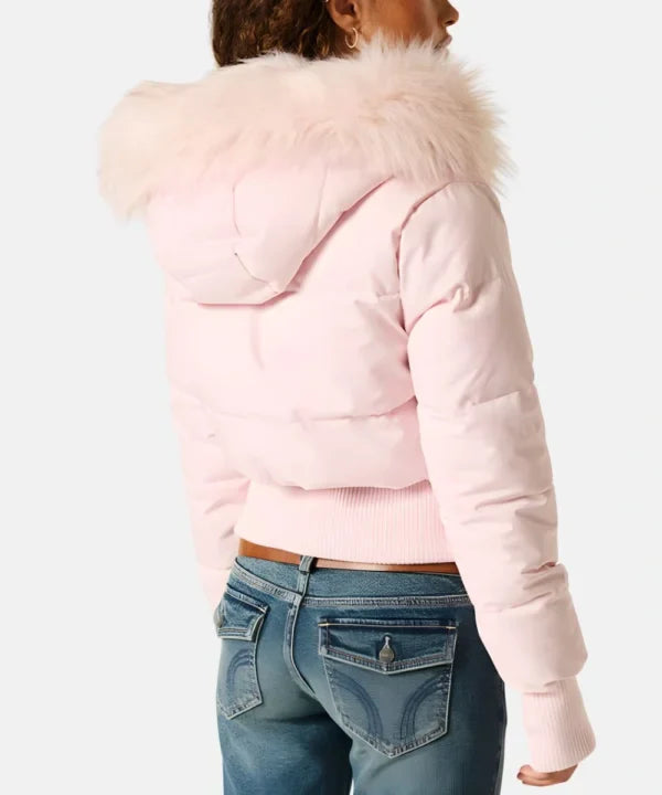 Women's Quilted Puffer Jacket – Faux Fur Hood Winter Coat