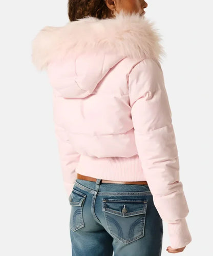 Women's Quilted Puffer Jacket – Faux Fur Hood Winter Coat