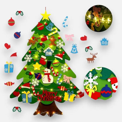 Wall-hung felt Christmas tree for children