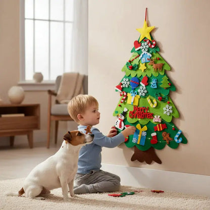 Felt Christmas tree for kids with removable ornaments