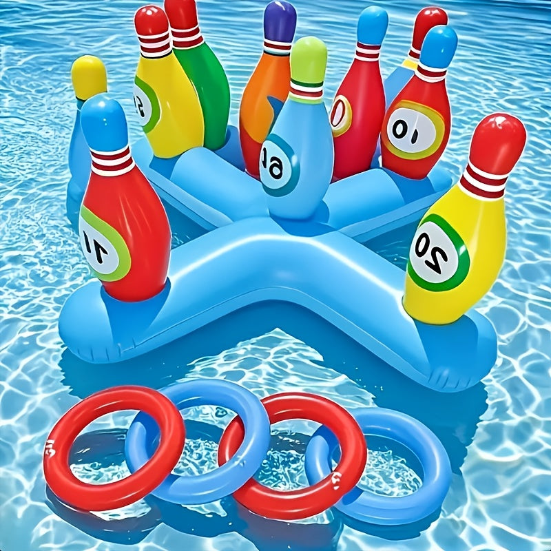 Inflatable water bowling set for the pool