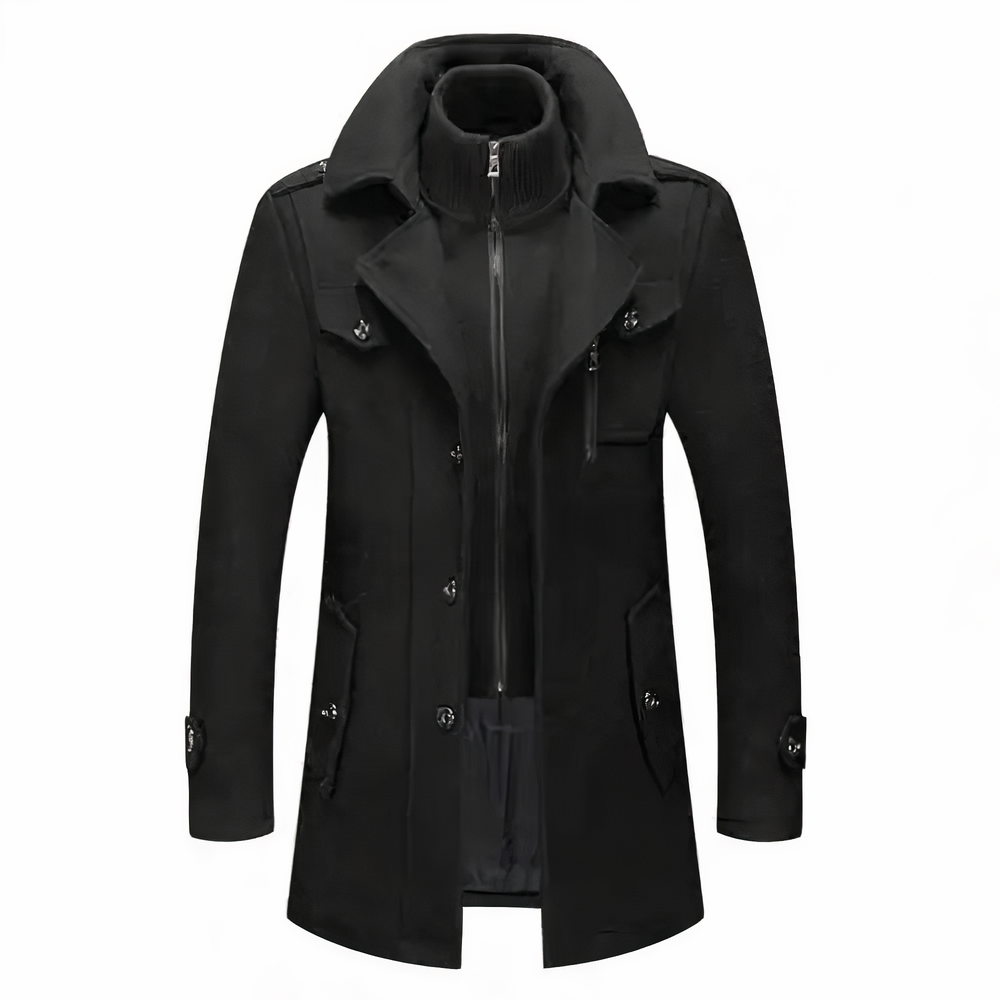 Men's black modern double-collar casual jacket