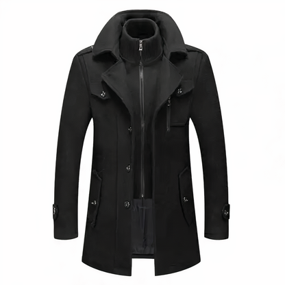 Men's black modern double-collar casual jacket