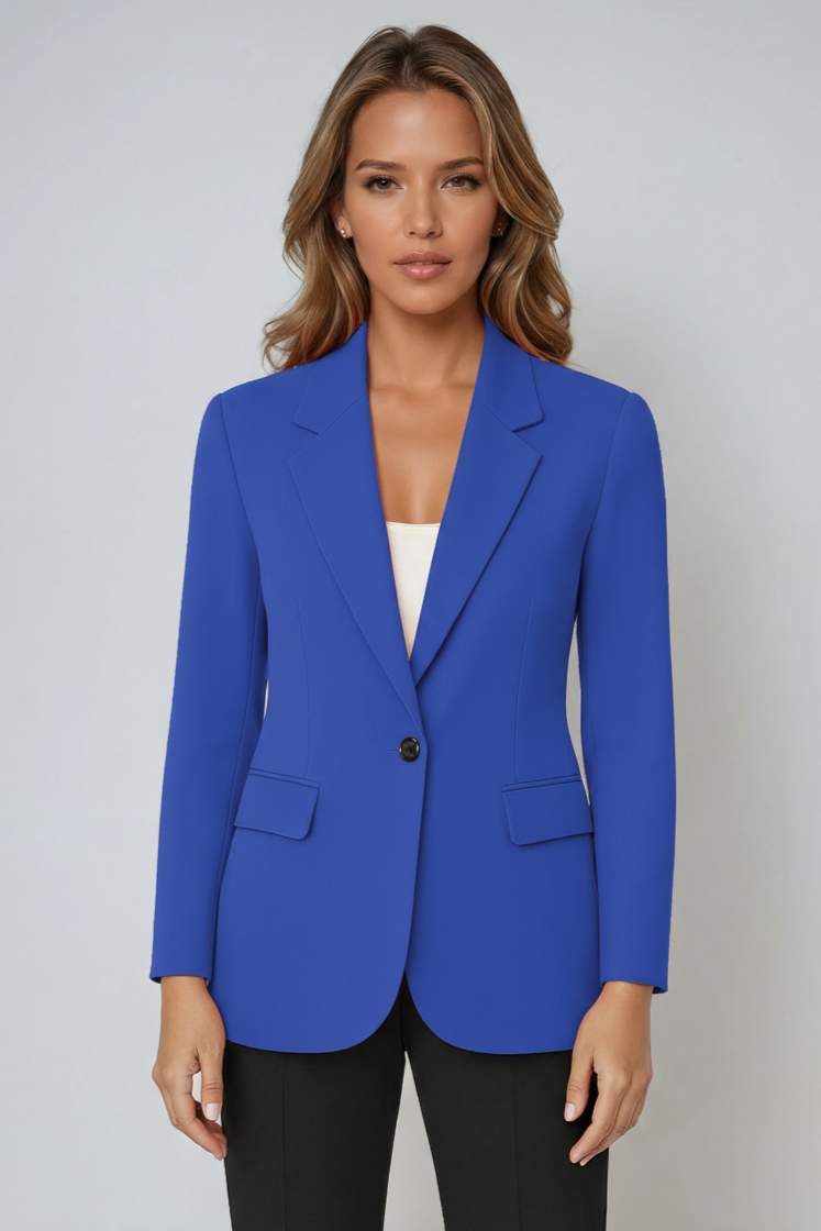 Women's tailored single-button lapel blazer jacket