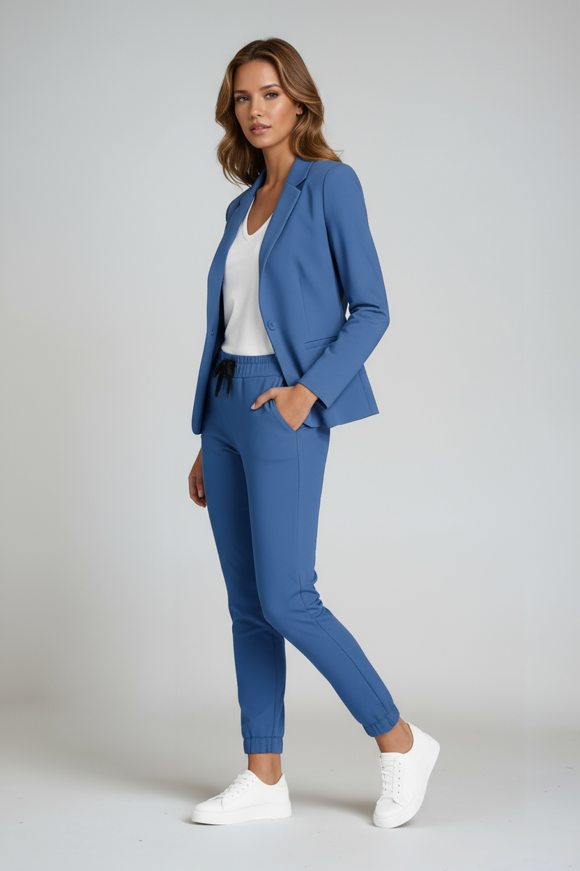 Women's tailored blazer and drawstring trousers suit set