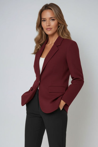 Women's tailored single-button lapel blazer jacket