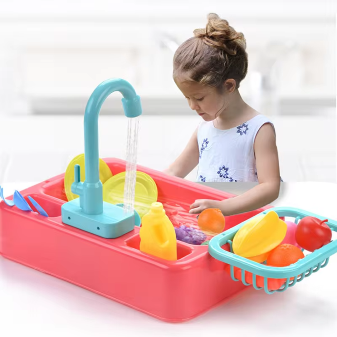 Mini chef play sink set with running tap