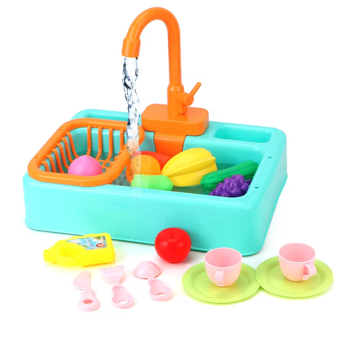 Mini chef play sink set with running tap