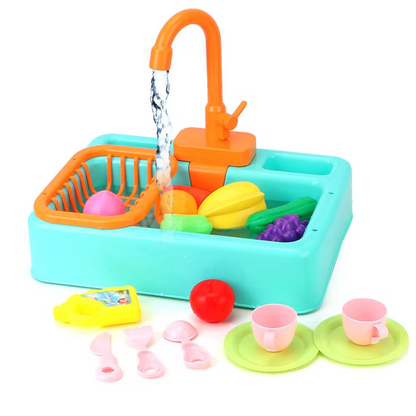 Mini chef play sink set with running tap
