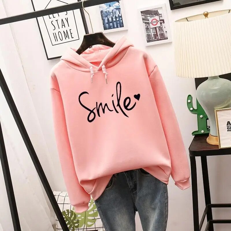 Relaxed smiley-print pullover hoodie