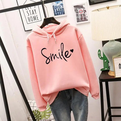 Relaxed smiley-print pullover hoodie