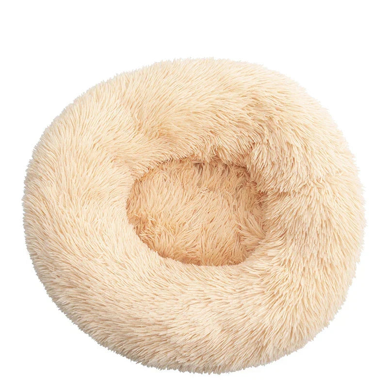Soft donut calming cuddler pet bed for cats and dogs