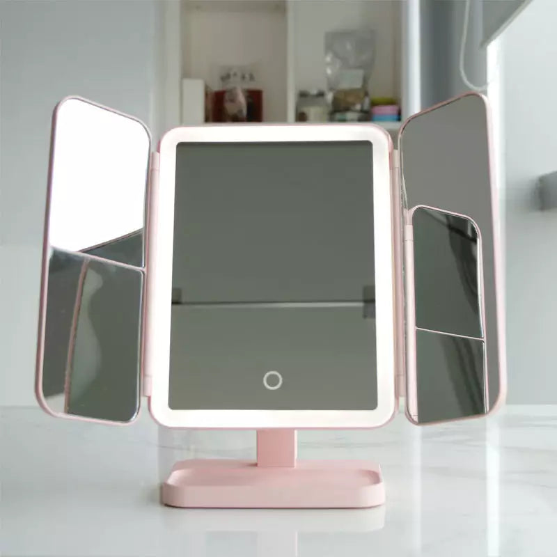 LED Makeup Mirror – Adjustable Magnification with Storage