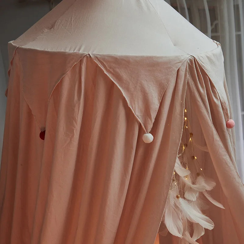 Kids bed canopy with ruffles ceiling-mounted bed net