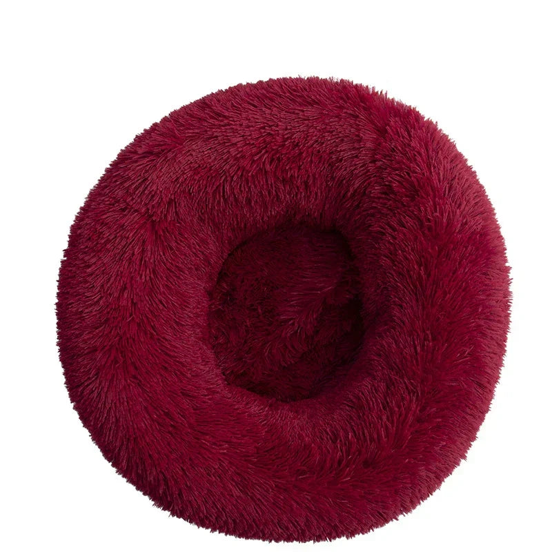 Soft donut calming cuddler pet bed for cats and dogs