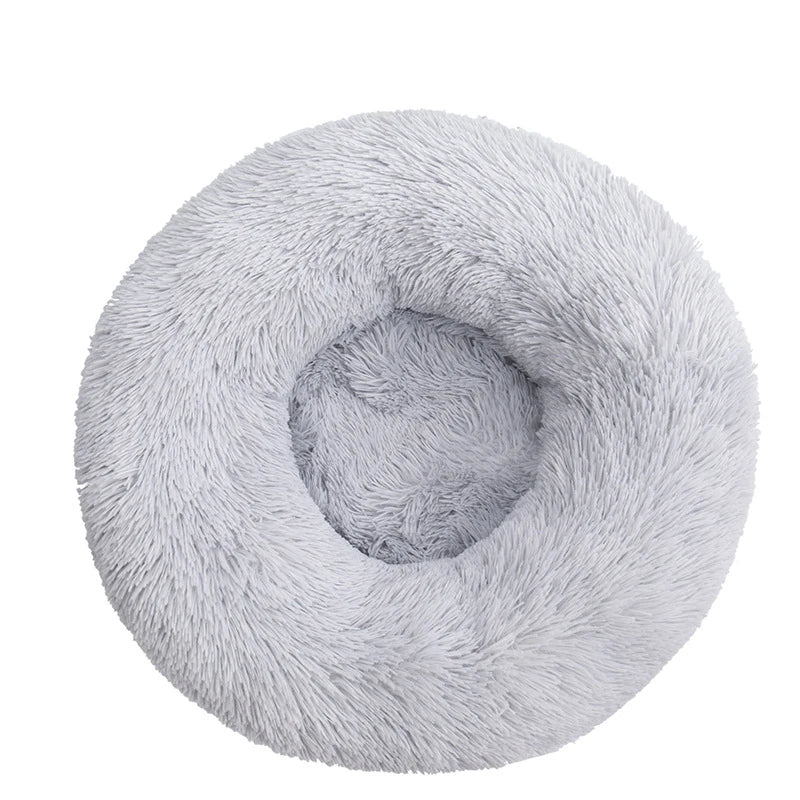 Soft donut calming cuddler pet bed for cats and dogs