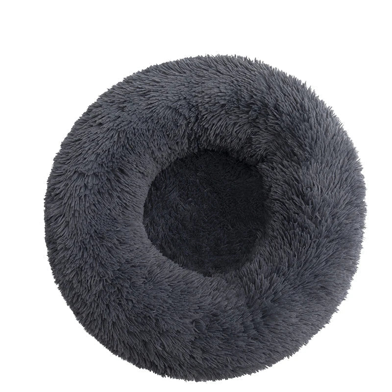 Soft donut calming cuddler pet bed for cats and dogs