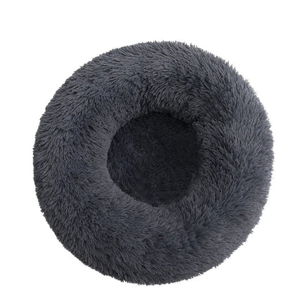Soft donut calming cuddler pet bed for cats and dogs