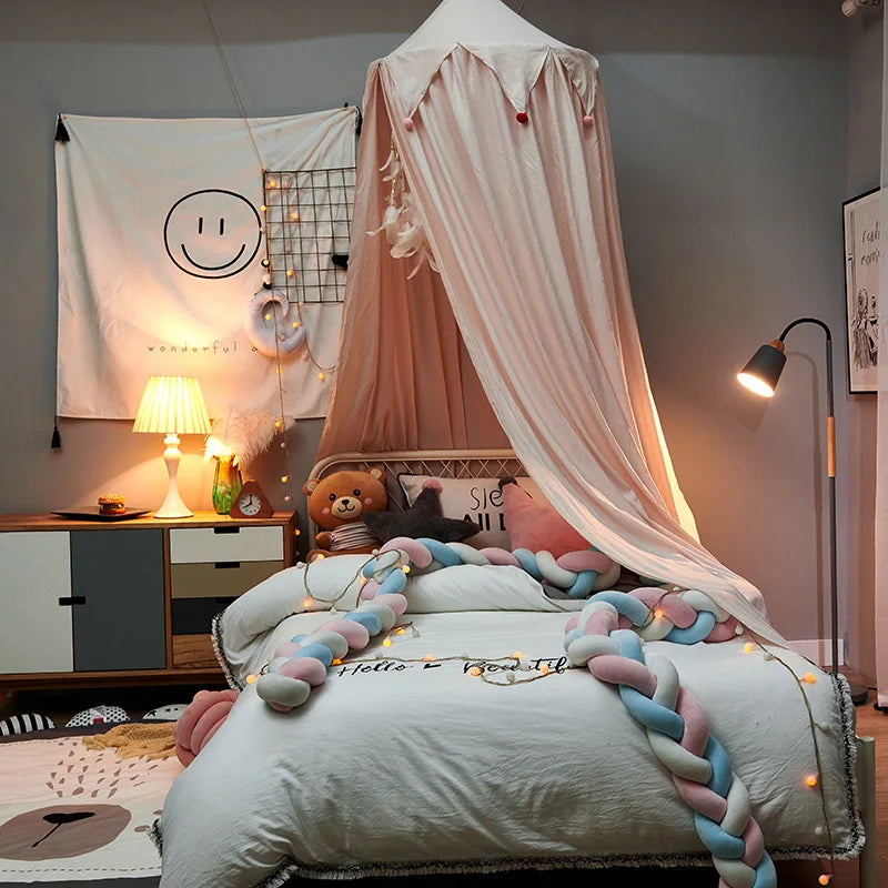 Kids bed canopy with ruffles ceiling-mounted bed net