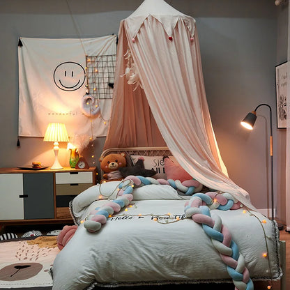 Kids bed canopy with ruffles ceiling-mounted bed net