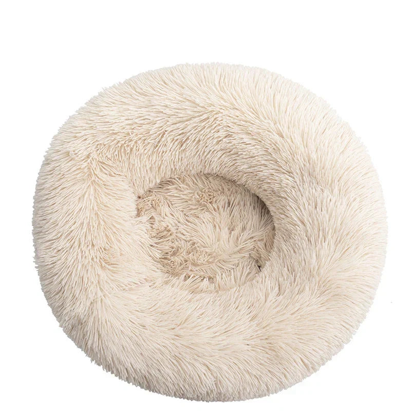 Soft donut calming cuddler pet bed for cats and dogs