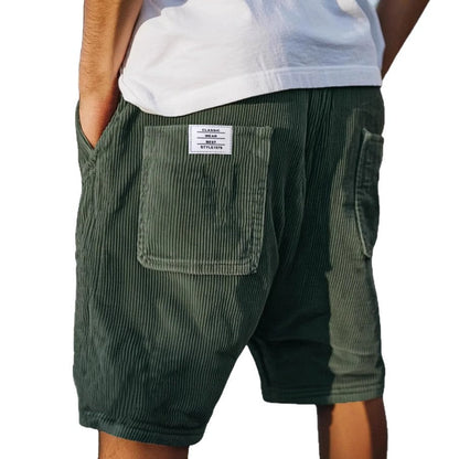Men's elastic-waist cord shorts