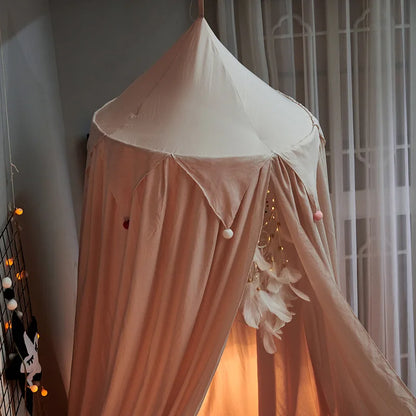 Kids bed canopy with ruffles ceiling-mounted bed net