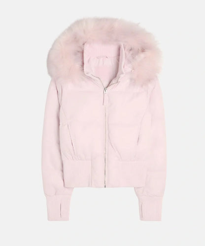 Women's Quilted Puffer Jacket – Faux Fur Hood Winter Coat