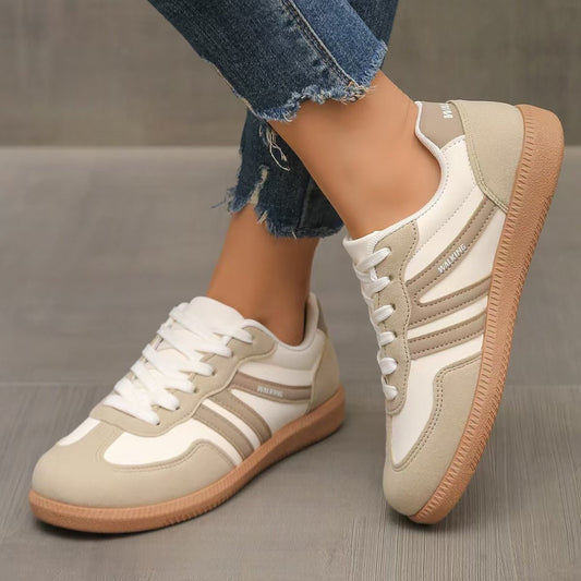 Women's suede wide-fit lace-up trainers