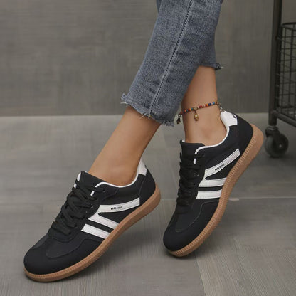 Women's suede wide-fit lace-up trainers